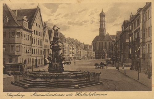 Augsburg, Bayern: Maximilianstra�e mit Herkulesbrunnen