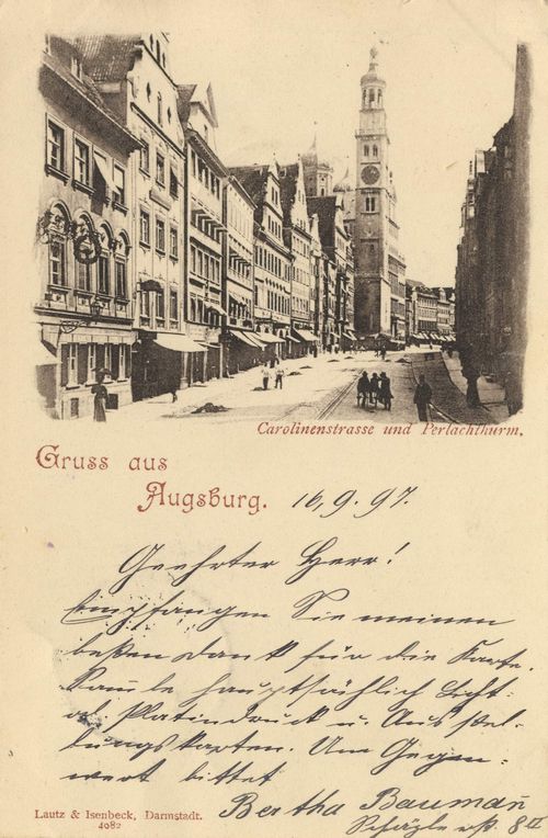 Augsburg, Bayern: Carolinenstra�e und Perlachturm