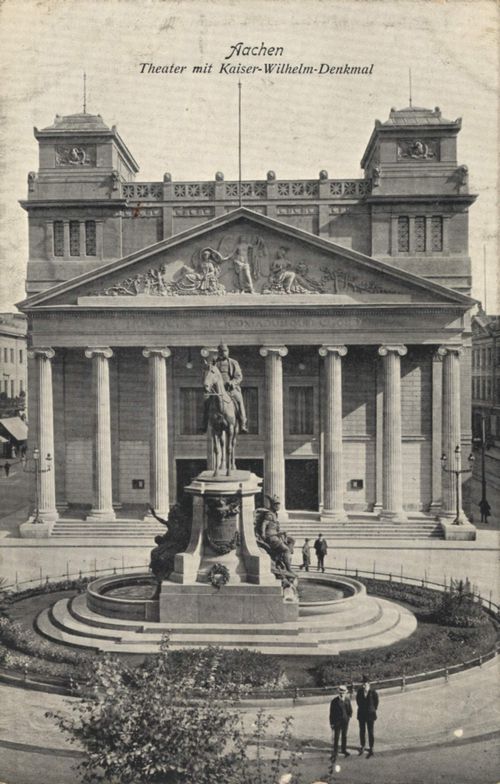 Aachen, Nordrhein-Westfalen: Theater mit Kaiser-Wilhelm-Denkmal
