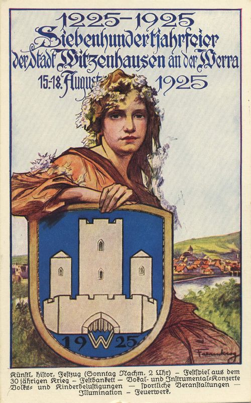 Witzenhausen, Hessen: 700-jahrfeier (Stadtwappen, Panorama)