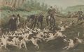 Meute und erlegter Fuchs