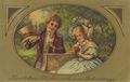 Kinderpaar auf Gartenbank