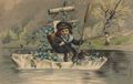 Kind und Katze im Paperboot