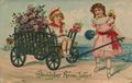 M�dchen mit Blumenwagen