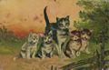Katzenmutter mit 4 Babies