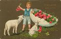 Kind mit L�mmern und Eierschale