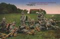 Maschinengewehr w�hrend der Gefechtspause. Landender Flieger