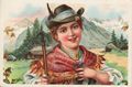Alpenl�nderin vor Bergkulisse