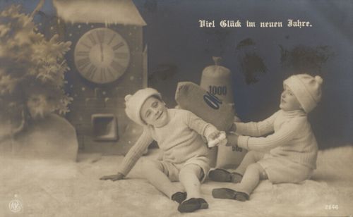 Neujahrsgr��e (Kinder im Schnee)