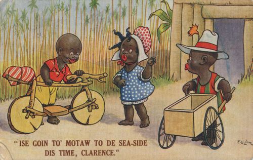 'Ise goin to' motaw to de sea-side dis time, Clarence'