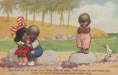 'One half ob de world does fings and de odder looks on...'