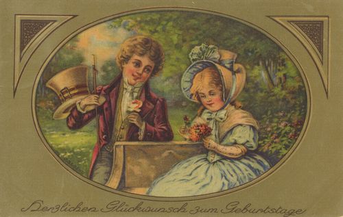 Kinderpaar auf Gartenbank