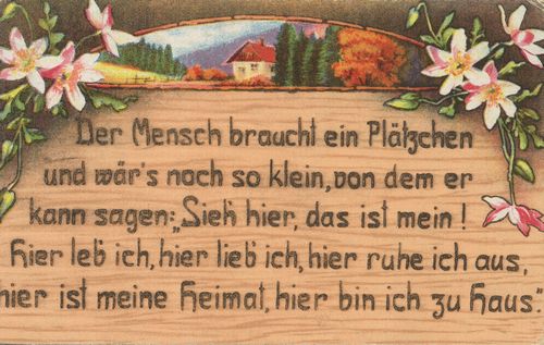 'Der Mensch braucht ein Pl�tzchen...'