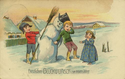 Kind zerst�rt Schneemann