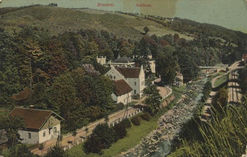 Ober-Weistritz mit Schloss des Grafen P�ckler und herrschaftliche Brauerei