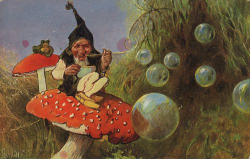 Zwerg auf Fliegenpilz