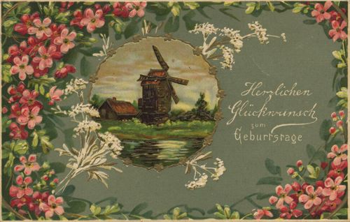 M�hle in Blumenrahmen