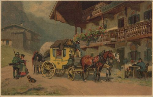Postwagen in den Alpen