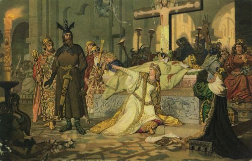 Lauffer, Kriemhild an der Bahre Siegfrieds