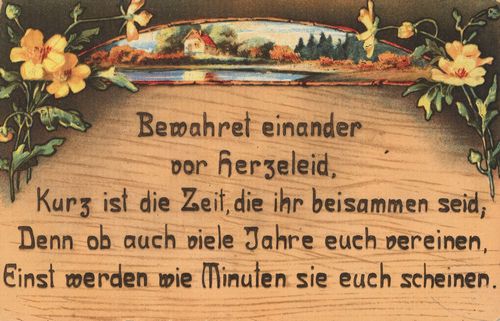 'Bewahrt einander vor Herzeleid...'