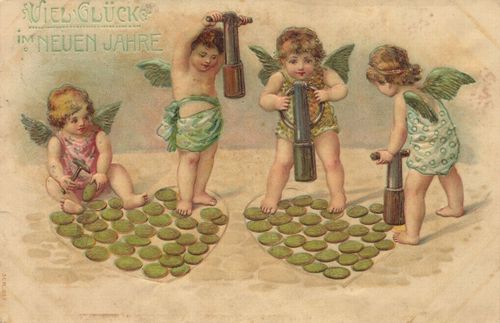Neujahrsgr��e (Engel pr�gen Taler)