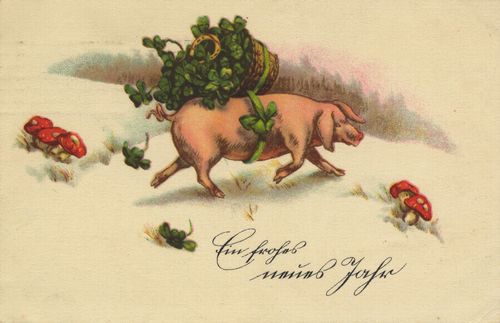 Neujahrsgr��e (Schwein tr�gt Klee)