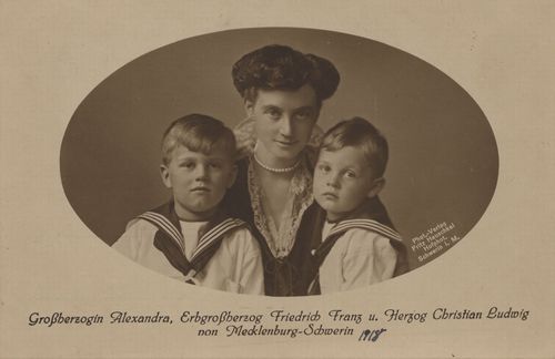 Gro�herzogin Alexandra, Erbgro�herzog Friedrich Franz und Herzog Christian Ludwig
