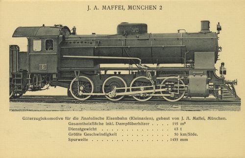 G�terzuglokomotive f�r die Anatolische Eisenbahn (Kleinasien), gebaut von J. A. Maffei