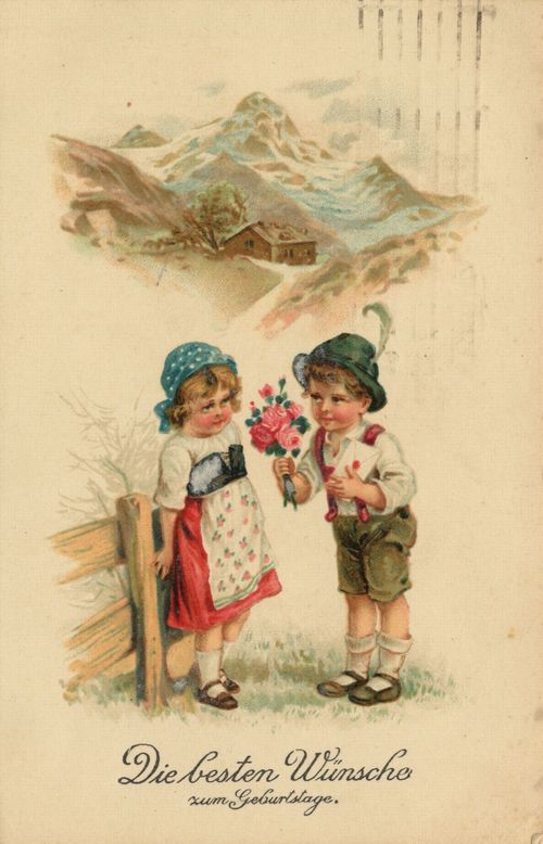 Kinderpaar auf der Alm