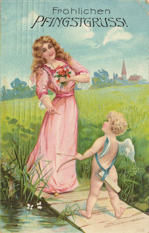 Amor zielt auf eine Frau