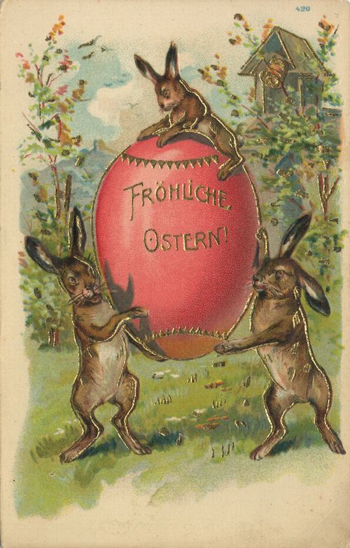 Hasen mit rotem Ei