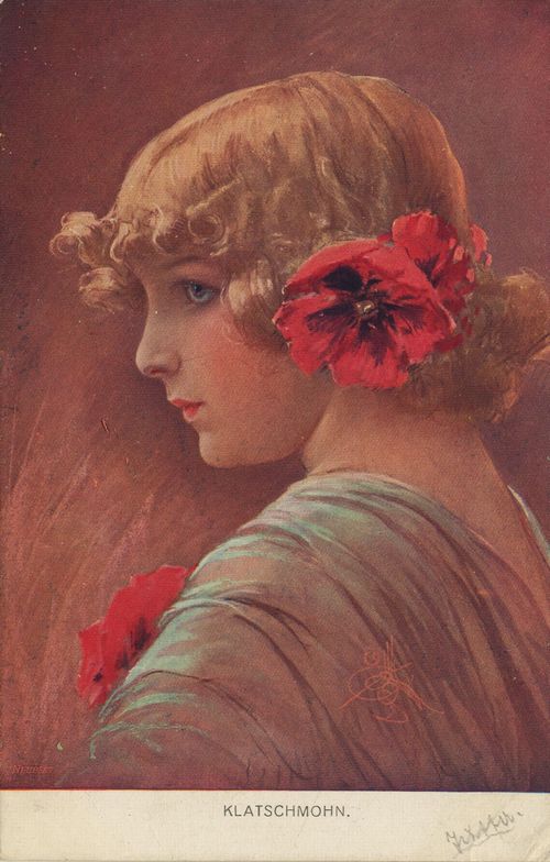 M�dchen mit Klatschmohn im Haar