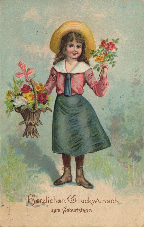 M�dchen mit Rosenkorb
