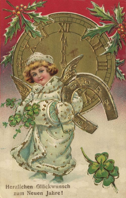 Neujahrsgr��e (Kind und Hufeisen)