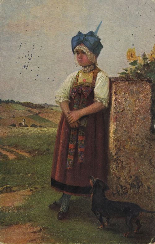 B�uerin mit Dackel