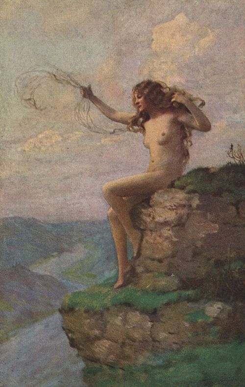 Loreley, die mit ihren Haaren lockt