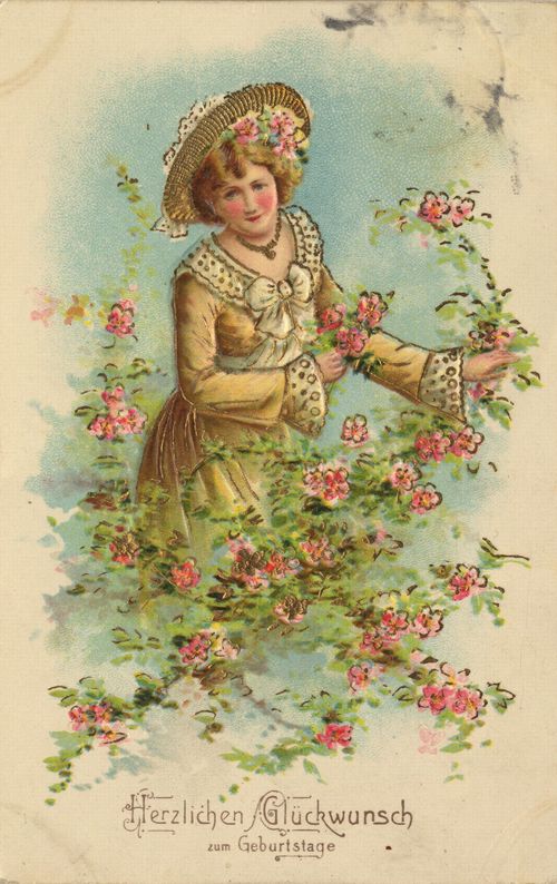 Dame pfl�ckt Blumen
