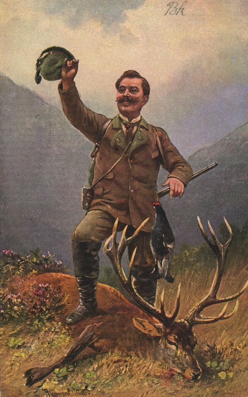 mit erlegtem Hirsch