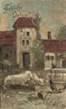 Schafe am Dorfbrunnen