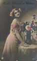 Frauenportr�t mit Blumenstrauss