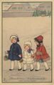 M�dchen mit Geschenken im Schnee