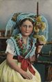 Spreew�lder M�dchen bei der Handarbeit