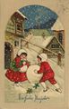 Beim Bau eines Schneemanns