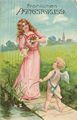 Amor zielt auf eine Frau