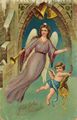 Mit Posaune und Putto mit Goldf�llhorn