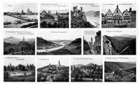 Mittleres Westdeutschland II. 1. K�ln. 2. Eifel mit Laacher See und Maria-Laach. 3. Rhein mit Schlo� Rheinstein. 4. Der R�mer in Frankfurt a/M. 5. Teutoburger Wald mit Grotenburg und Hermannsdenkmal. 6. Porta Westphalica. 7. Andreaskirche mit Weberstra�e in Braunschweig. 8. Harz mit Brocken. 9. W�rlitzer Park mit Schlo�. 10. Kyffh�user. 11. Eisenach mit Wartburg. 12. Schwarzatal mit Schwarzburg.