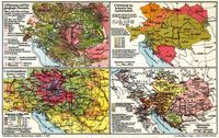 �sterreich-Ungarische Monarchie II. (Karten) 1. Pflanzen- und Tiergeograph. �bersicht. 2. Verteilung von Industrie und Landwirtschaft. 3. Isochronenkarte. 4. Historische �bersicht.