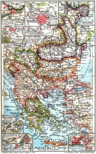 Balkanhalbinsel. I. (Karten) [Detailkarten: ] Belgrad, Sofia, Bukarest, Russland, Ungarn, Rum�nien, ...