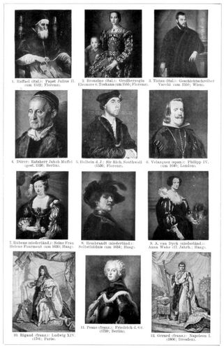 Portr�tmalerei. I. 1. Raffael (ital.): Papst Julius II. (um 1512; Florenz). 2. Bronzino (ital.): ...