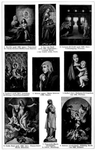 Madonna. 1. Murillo (gest. 1862; span.) Unterricht der Maria bei ihrer Mutter Anna (Madrid). 2. Jan ...